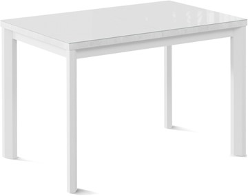 Кухонный раздвижной стол Нагано-1G (ноги металлические белые, стекло cristal/белый цемент) в Новосибирске