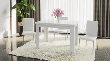 Кухонный раскладной стол Норман тип 1, цвет Белый/Стекло белый глянец в Новосибирске - предосмотр 4
