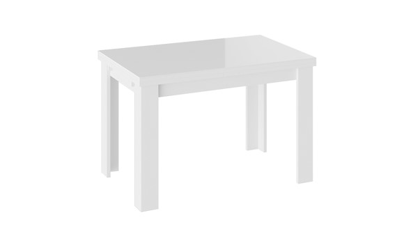 Кухонный раскладной стол Норман тип 1, цвет Белый/Стекло белый глянец в Бердске - изображение