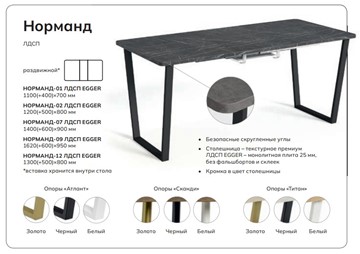 Кухонный стол раскладной Норманд-07 в Новосибирске - предосмотр 4