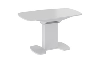 Кухонный раздвижной стол Портофино (СМ(ТД)-105.02.11(1)), цвет Белый глянец/Стекло белое в Новосибирске