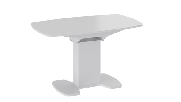 Кухонный раздвижной стол Портофино (СМ(ТД)-105.02.11(1)), цвет Белый глянец/Стекло белое в Новосибирске - изображение