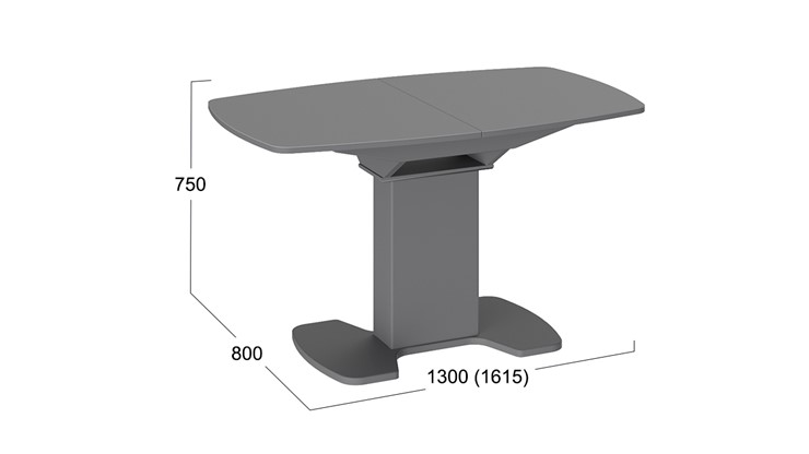 Кухонный раскладной стол Портофино (СМ(ТД)-105.02.11(1)), цвет Серое/Стекло серое матовое LUX в Новосибирске - изображение 1