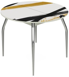 Обеденный раздвижной стол Ривьера - Круг, ноги метал. крашеные №24, ФП (Текстура №77) в Новосибирске