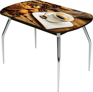 Кухонный раздвижной стол Ривьера исп.2 ноги метал. крашеные №24 Фотопечать (Кофе №11) в Новосибирске