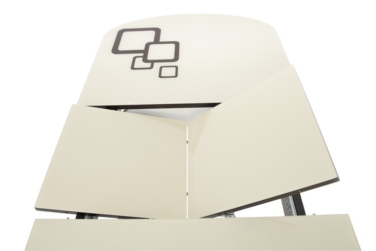 Обеденный раздвижной стол Ривьера мини хром №5, Рисунок квадро (стекло белое/черный/черный) в Новосибирске - изображение 4