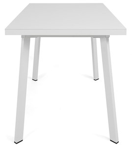 Кухонный раздвижной стол Сальвадор-2G (ноги белые, стекло cristal/белый цемент) в Новосибирске - предосмотр 2
