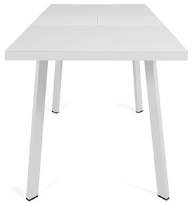 Кухонный раздвижной стол Сальвадор-2G (ноги белые, стекло cristal/белый цемент) в Новосибирске - предосмотр 4