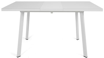 Кухонный раздвижной стол Сальвадор-2G (ноги белые, стекло cristal/белый цемент) в Новосибирске - предосмотр 5