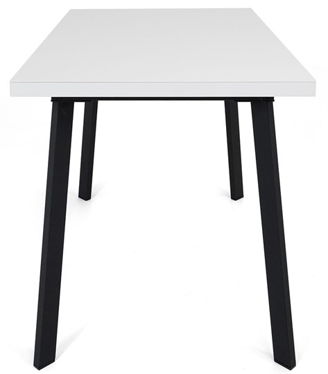 Кухонный стол раскладной Сальвадор-1G (ноги черные, стекло cristal/белый цемент) в Новосибирске - изображение 2
