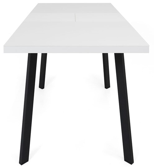 Кухонный стол раскладной Сальвадор-1G (ноги черные, стекло cristal/белый цемент) в Новосибирске - изображение 5