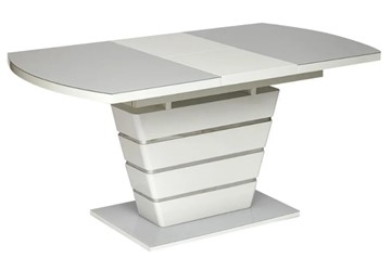 Кухонный раскладной стол SCHNEIDER ( mod. 0704 ) мдф high glossy/закаленное стекло, 140/180x80x75, белый арт.11410 в Новосибирске