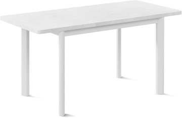 Кухонный стол раскладной Токио-1L (ноги металлические белые, белый цемент) в Новосибирске - предосмотр 1