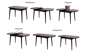 Кухонный раздвижной стол Ялта с цилиндрическими опорами Венге/Ясень Анкор темный в Новосибирске - предосмотр 1