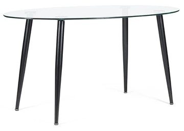 Обеденный стол KASSEL (mod. DT333) металл/закаленное стекло (10 мм), 150х90х75см, черный в Новосибирске