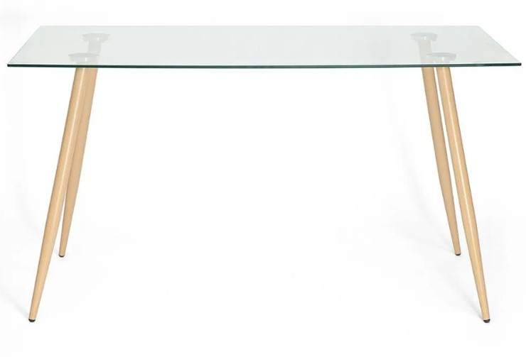 Кухонный обеденный стол SOPHIA (mod. 5003) металл/стекло (8мм), 140x80x75, бук/прозрачный арт.12098 в Новосибирске - изображение 1