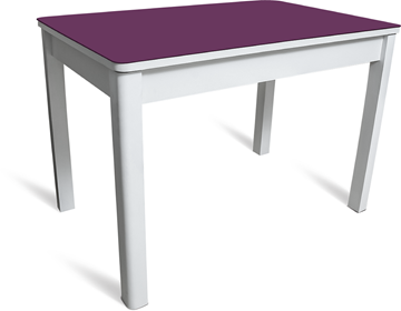 Стеклянный кухонный стол Айсберг-4 СТ белое/фиолетовое/массив в Новосибирске
