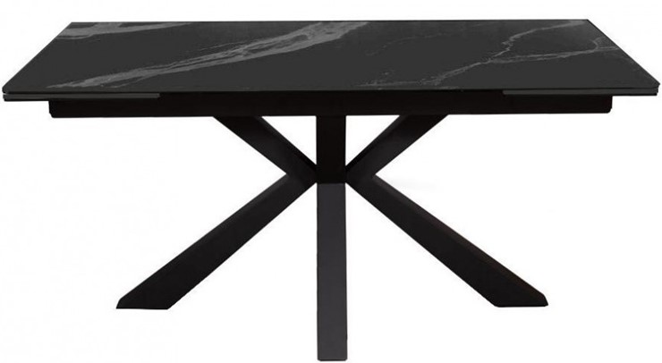 Стол раздвижной DikLine SFE140 Керамика Черный мрамор/подстолье черное/опоры черные (2 уп.) в Новосибирске - изображение 1