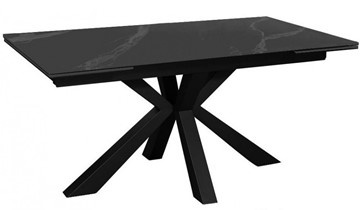 Керамический обеденный стол раздвижной DikLine SFE140 Керамика Черный мрамор/подстолье черное/опоры черные (2 уп.) в Новосибирске