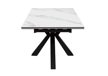 Стол обеденный раздвижной DikLine SFE160 Керамика Белый мрамор/подстолье черное/опоры черные (2 уп.) в Новосибирске - предосмотр 3