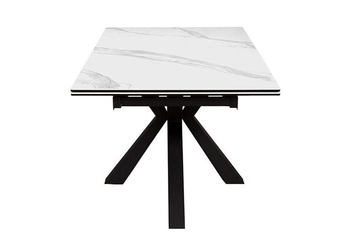 Стол обеденный раздвижной DikLine SFE160 Керамика Белый мрамор/подстолье черное/опоры черные (2 уп.) в Новосибирске - изображение 3