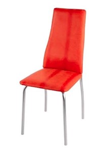 Обеденный стул Волна, каркас хром люкс, нубук -  оранжевый в Новосибирске - предосмотр 1