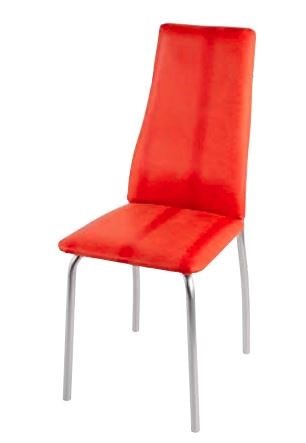 Обеденный стул Волна, каркас хром люкс, нубук -  оранжевый в Новосибирске - изображение 1