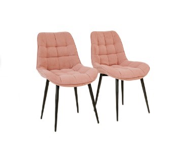 Комплект из 2-х  мягких стульев для кухни Комфорт розовый черные ножки в Новосибирске