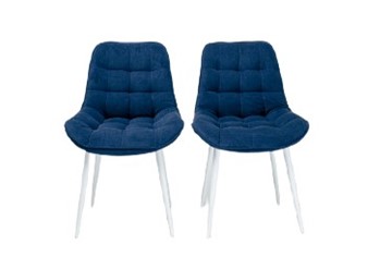 Комплект из 2-х кухонных стульев Комфорт синий белые ножки в Новосибирске