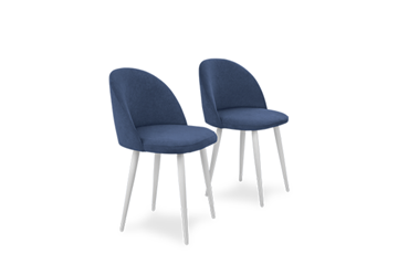 Комплект из 2-х обеденных стульев Лайт синий белые ножки в Новосибирске