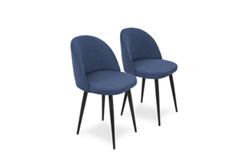 Комплект из 2-х обеденных стульев Лайт синий черные ножки в Новосибирске