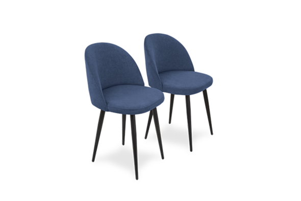 Комплект из 2-х обеденных стульев Лайт синий черные ножки в Новосибирске - изображение