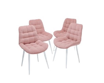 Комплект из 4-х обеденных стульев Комфорт розовый белые ножки в Новосибирске