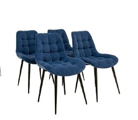 Комплект из 4-х кухонных стульев Комфорт синий черные ножки в Новосибирске