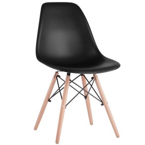 Комплект обеденных стульев 4 шт. BRABIX "Eames CF-010", пластик черный, опоры дерево/металл, 532631, 2033A в Новосибирске