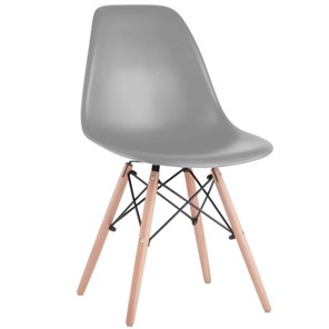 Кухонный стул BRABIX "Eames CF-010", пластик серый, опоры дерево/металл, 532632, 2033A в Новосибирске