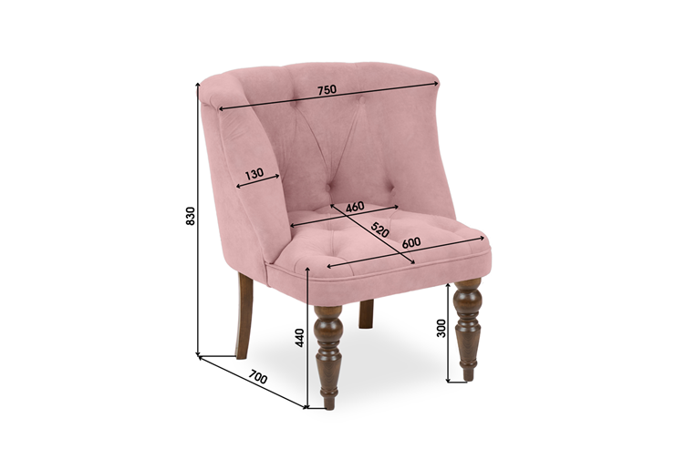 Мягкое кресло Бриджит розовый ножки коричневые в Новосибирске - изображение 8