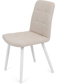 Обеденный стул Кубика Абсент NEW, ноги белые круглые XL (R32)/ткань T01 Бежевый в Новосибирске