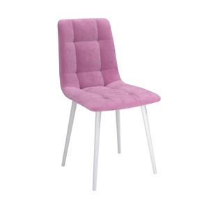 Обеденный стул Белла, велюр тенерифе розовый/Цвет металл белый в Новосибирске - предосмотр