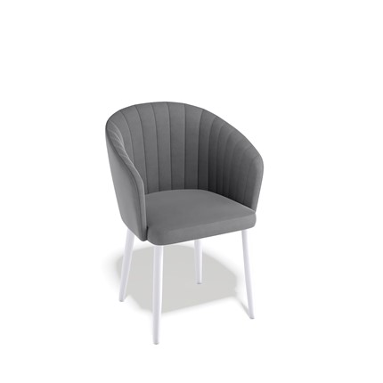 Обеденный стул Kenner 169KV белый/серый велюр в Новосибирске - изображение
