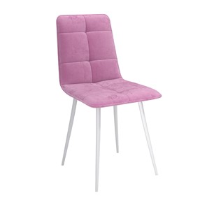 Обеденный стул Нео, велюр тенерифе розовый/Цвет металл белый в Новосибирске - предосмотр