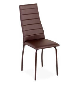 Обеденный стул Волна, прошивка горизонтально, каркас металл коричневый, экотекс шоколад в Новосибирске