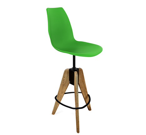 Барный стул SHT-ST29/S92 (зеленый ral 6018/брашированный коричневый/черный муар) в Новосибирске - изображение