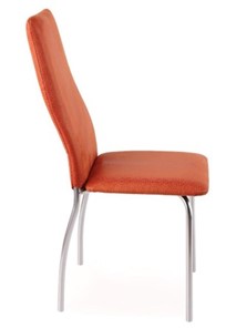 Обеденный стул Волна, каркас хром люкс, нубук -  оранжевый в Новосибирске