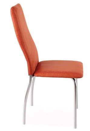 Обеденный стул Волна, каркас хром люкс, нубук -  оранжевый в Новосибирске - изображение