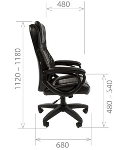 Кресло компьютерное CHAIRMAN 432, экокожа, цвет черный в Новосибирске - предосмотр 2