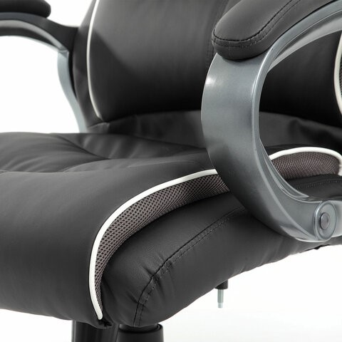 Офисное кресло Brabix Premium Strong HD-009 (экокожа черная, ткань серая) в Новосибирске - изображение 9