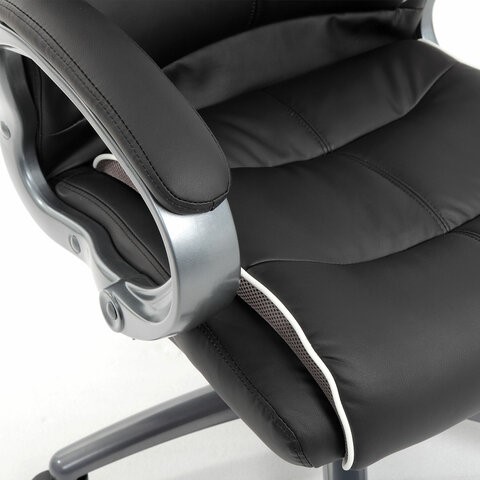 Офисное кресло Brabix Premium Strong HD-009 (экокожа черная, ткань серая) в Новосибирске - изображение 8