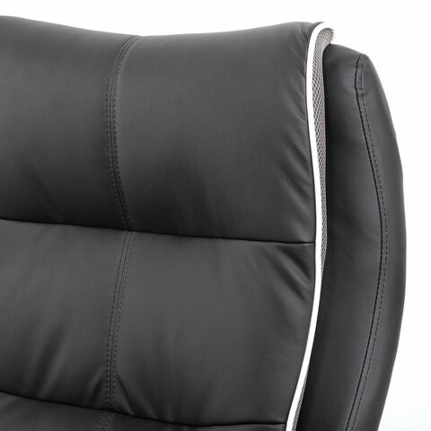 Офисное кресло Brabix Premium Strong HD-009 (экокожа черная, ткань серая) в Новосибирске - изображение 5