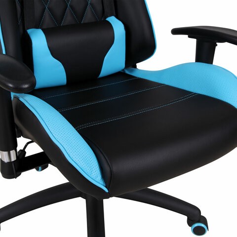 Офисное кресло Brabix GT Master GM-110 (две подушки, экокожа, черное/голубое) в Новосибирске - изображение 8